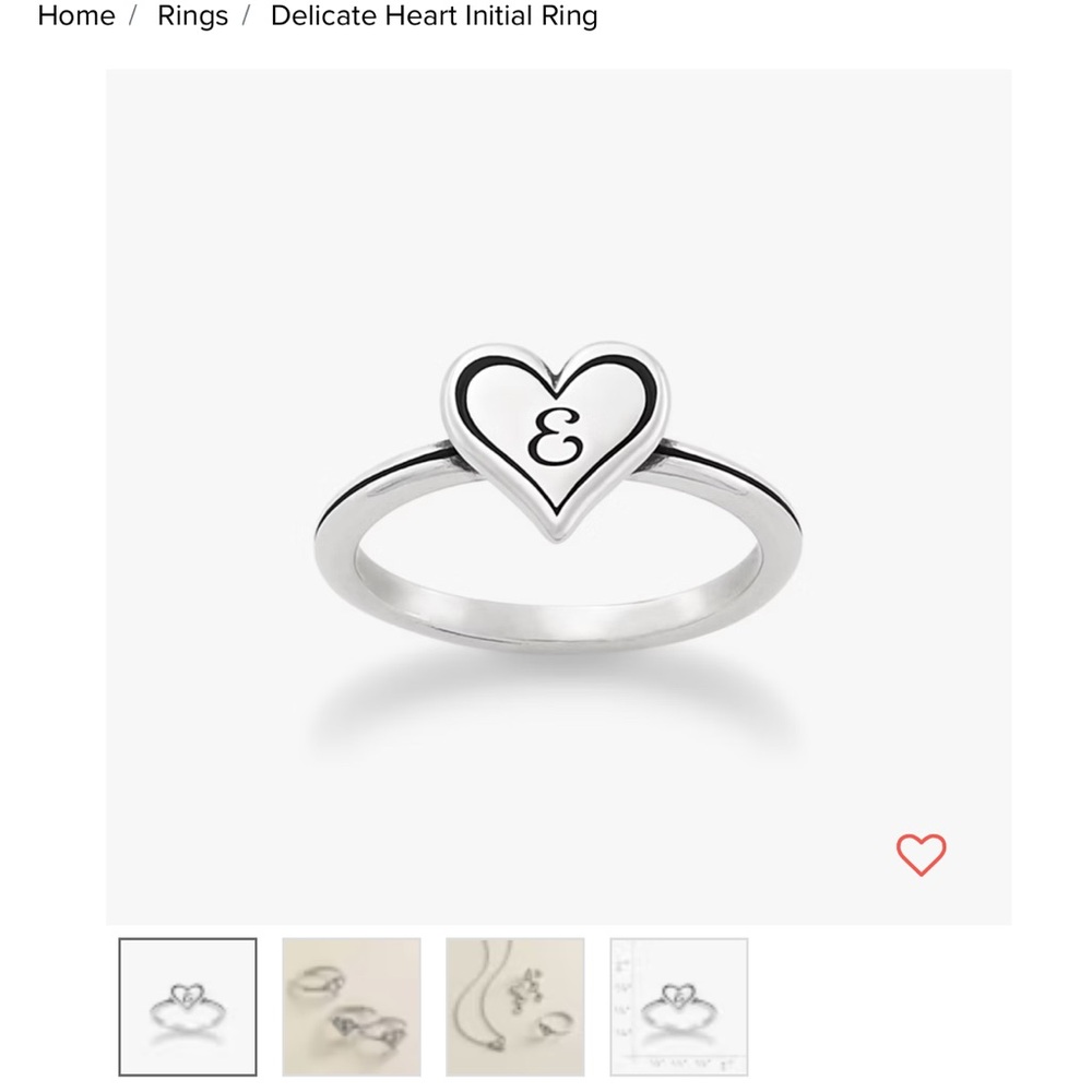 Delicate Heart Initial Ring